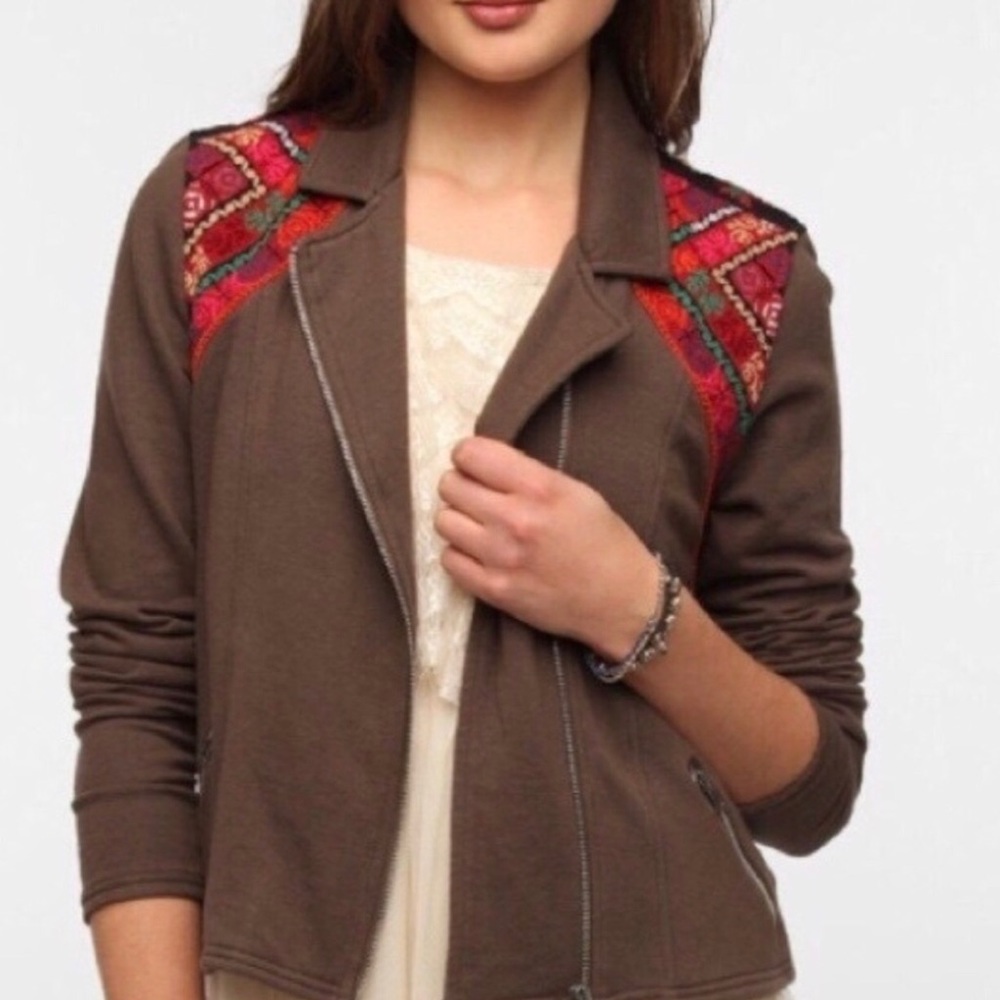 Urban Outfitters Ecote Embroidered Moto Sweatshirt